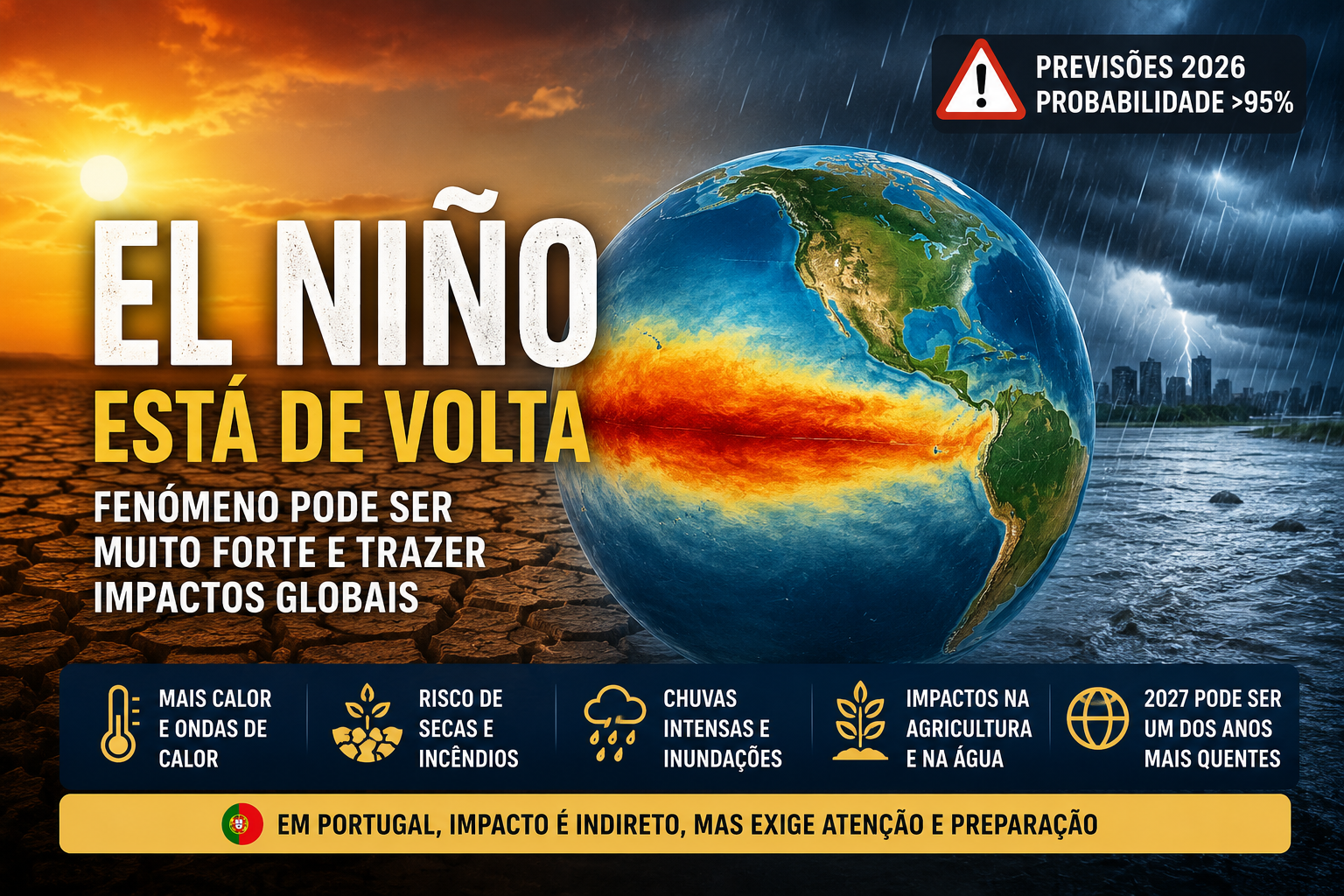 El Niño 2026: fenómeno já confirmado e pode atingir intensidade histórica