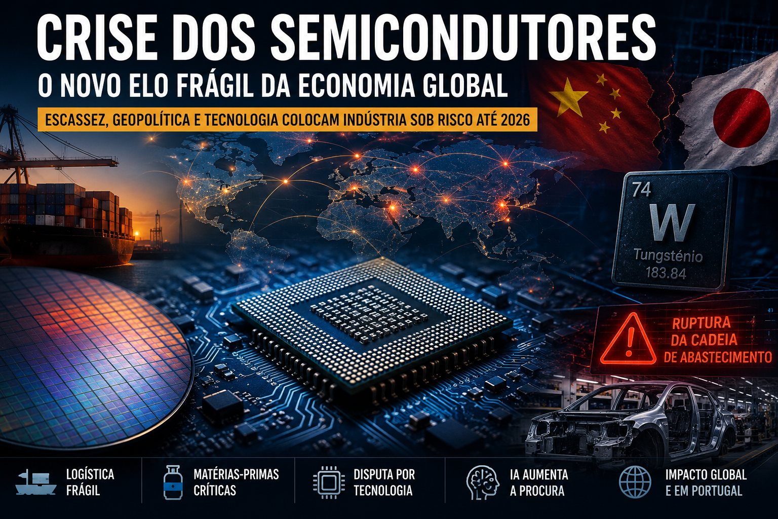 Crise dos semicondutores agrava-se até 2026 com impacto global e efeitos em Portugal