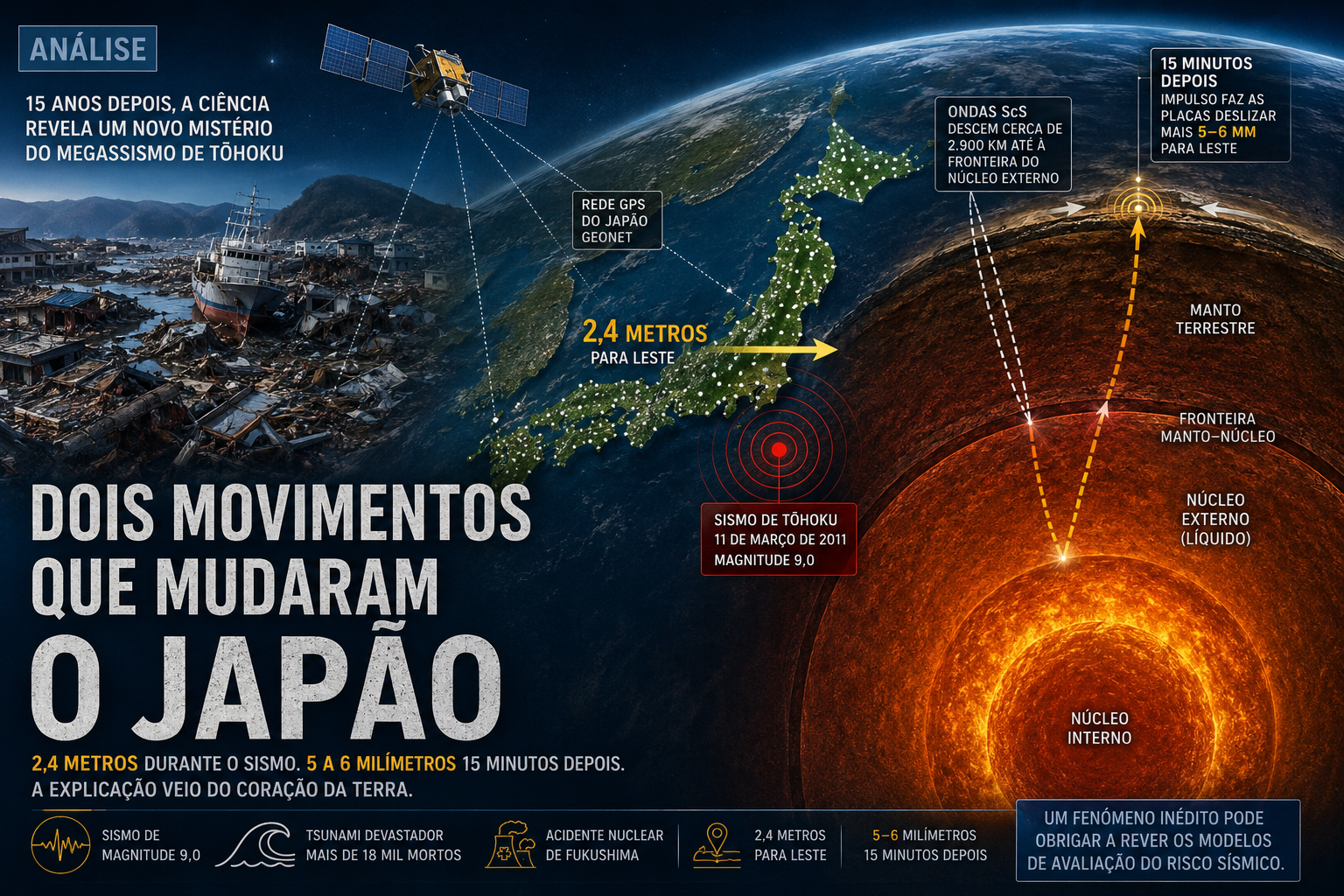 Estudo revela que o Japão voltou a mover-se após o sismo de 2011.