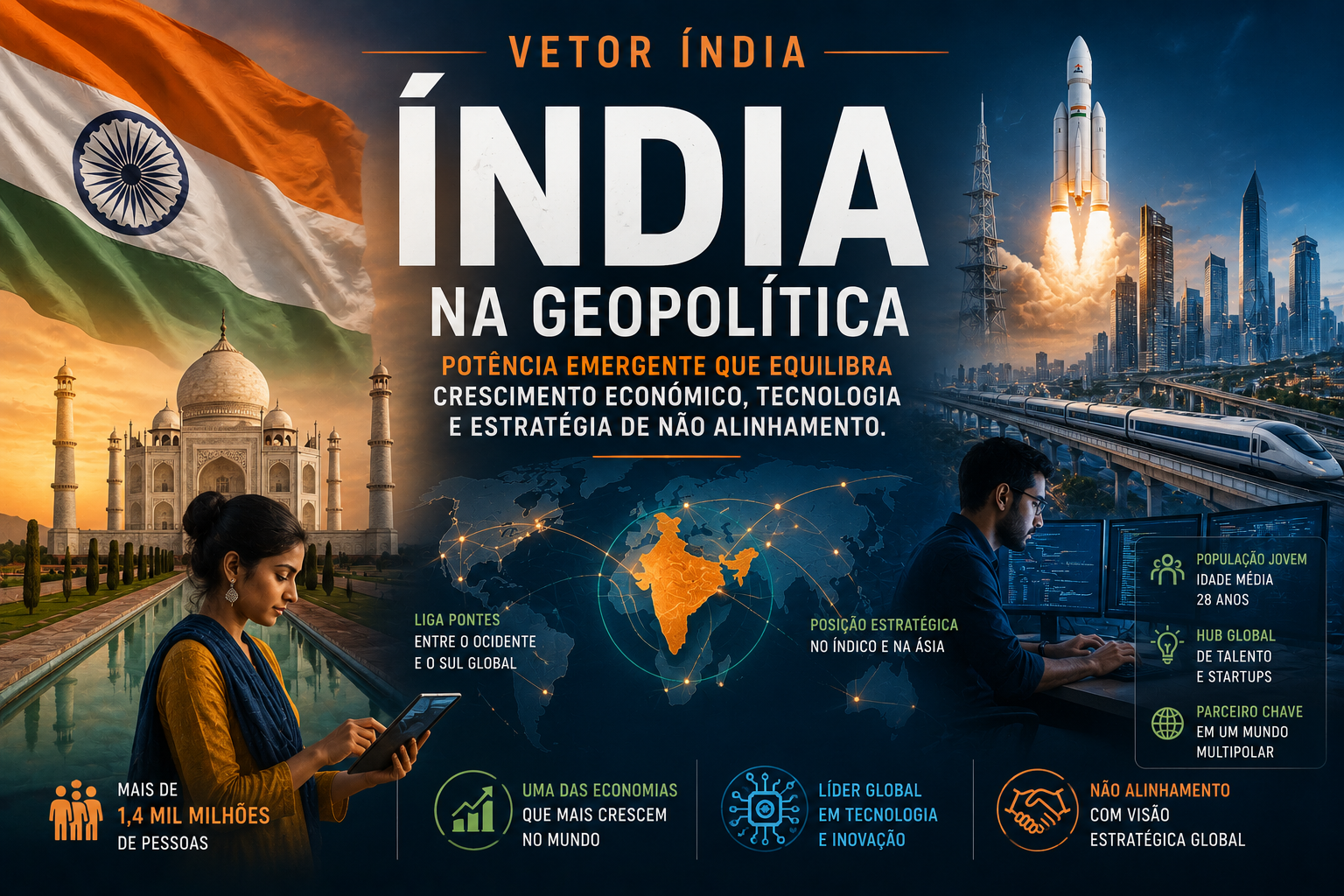 BRIC Vetor Índia: a potência demográfica e tecnológica no equilíbrio entre blocos
