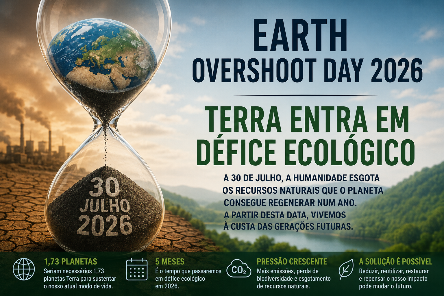 Terra entra em défice ecológico a 30 de julho: humanidade esgota recursos naturais do planeta cada vez mais cedo