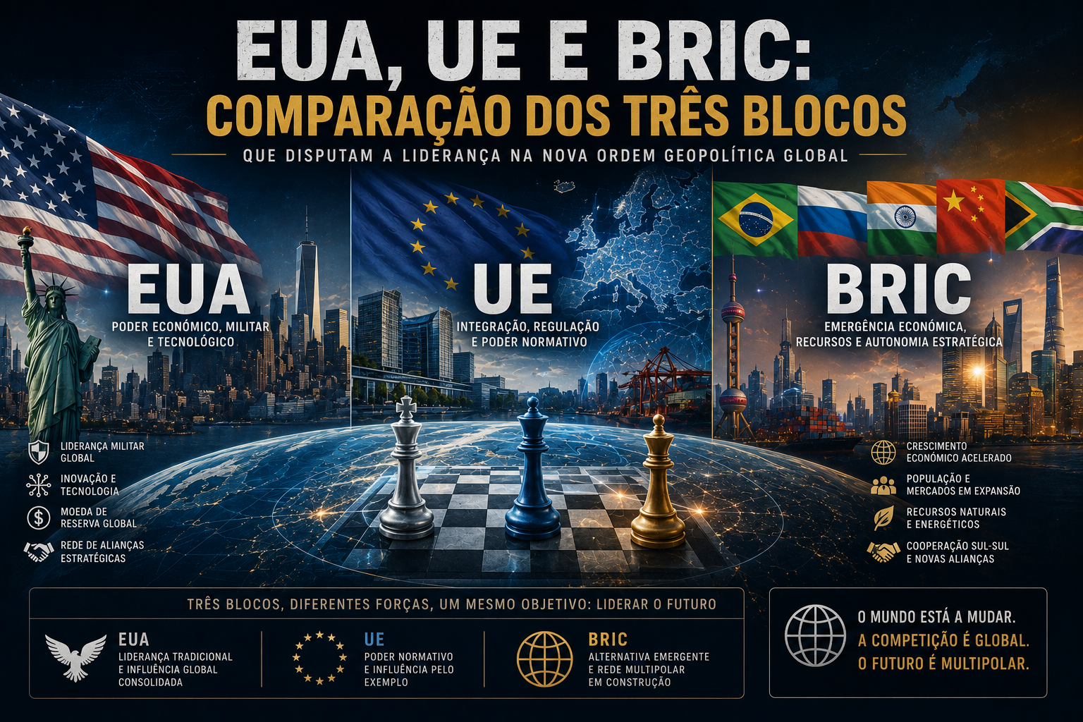 UE vs EUA vs BRIC: três blocos, três modelos na disputa pela ordem global